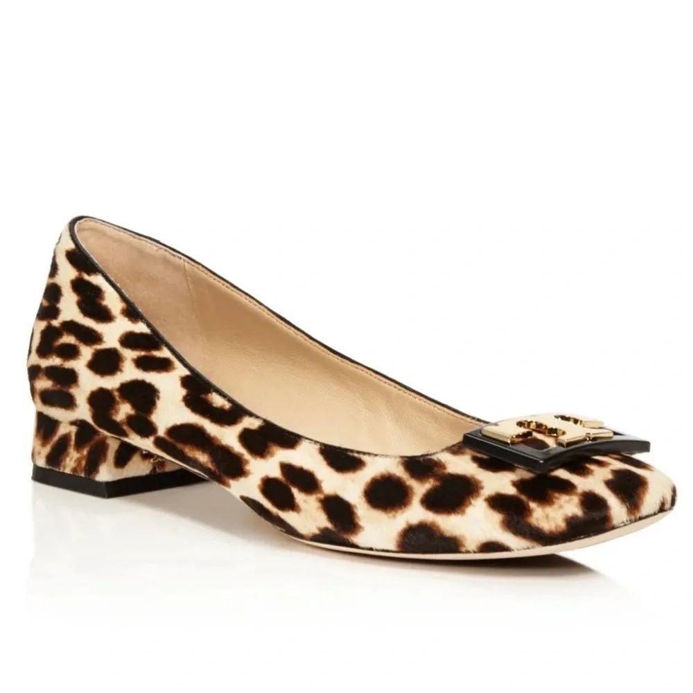 Tory Burch Gigi Calf Leopard Hair Block Heel Pumps
